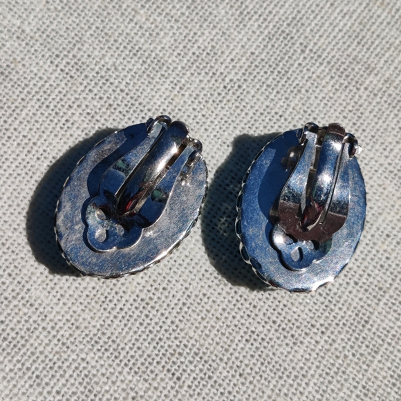 Gorgeous vintage large blue apatite stone earrings - Picture 4 of 5
